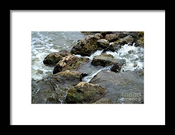 Flowing River Photography Framed Print featuring the photograph Espada River Rocks by Expressions By Stephanie