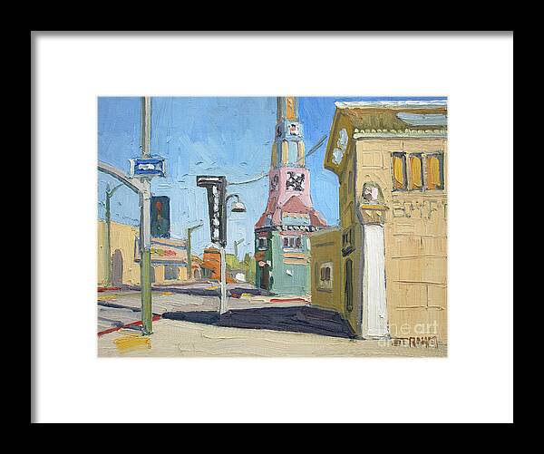 Euclid Tower Framed Print featuring the painting Euclid Tower - City Heights, San Diego, California by Paul Strahm