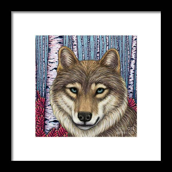 Wolf Framed Print featuring the painting Eurasian Forest Wolf by Amy E Fraser