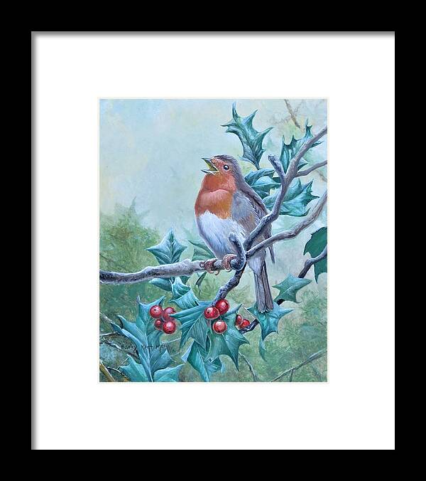 Robin Framed Print featuring the painting European Robin by Barry Kent MacKay