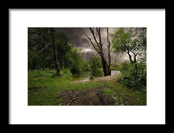 Evening Photography Framed Print featuring the photograph Evening by the small lake Latvia by Aleksandrs Drozdovs