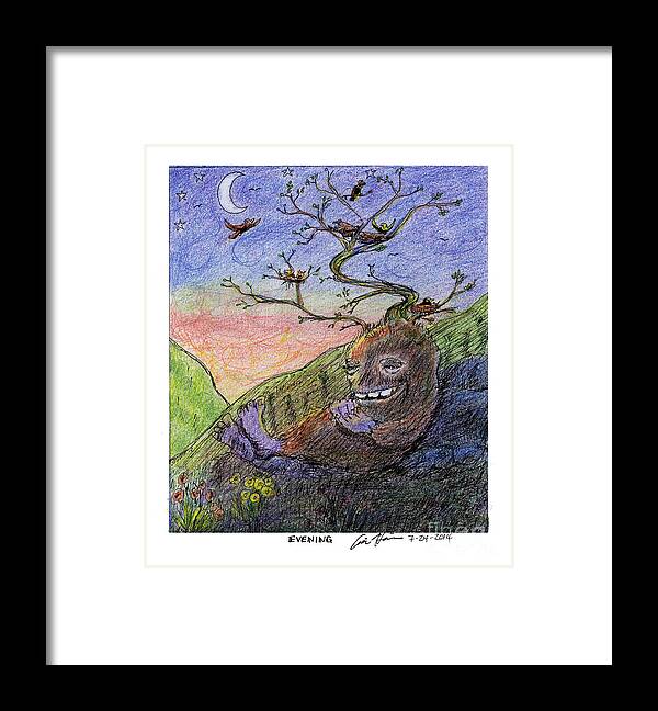 Monster Framed Print featuring the drawing Evening by Eric Haines