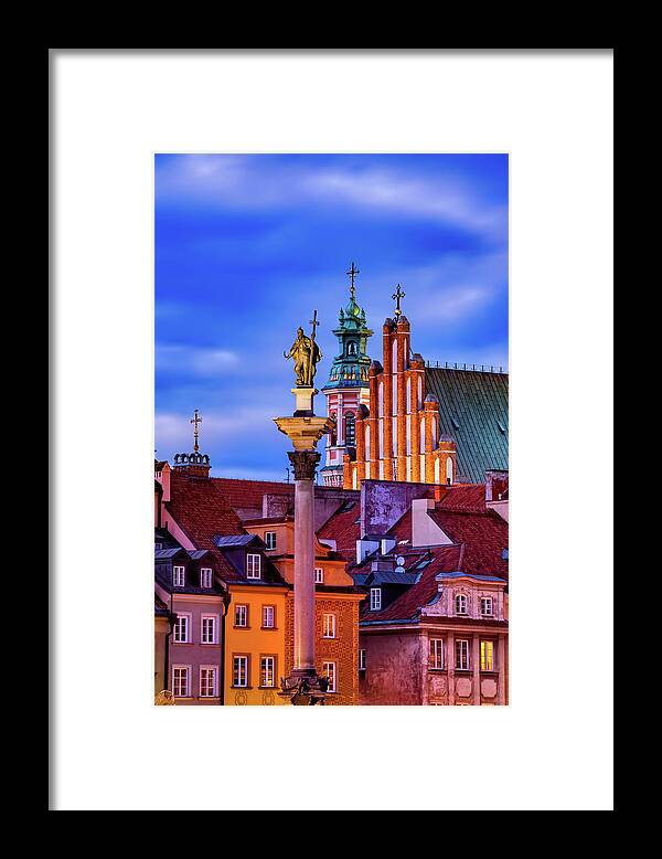 Warsaw Framed Print featuring the photograph Evening in Old Town of Warsaw City in Poland by Artur Bogacki