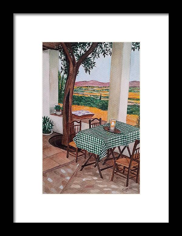Porche Framed Print featuring the painting Evening in the porch. Malaga. Spain by Carolina Prieto Moreno