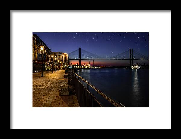 Riverwalk Framed Print featuring the photograph Evening on the Savannah Riverwalk by Shelia Hunt