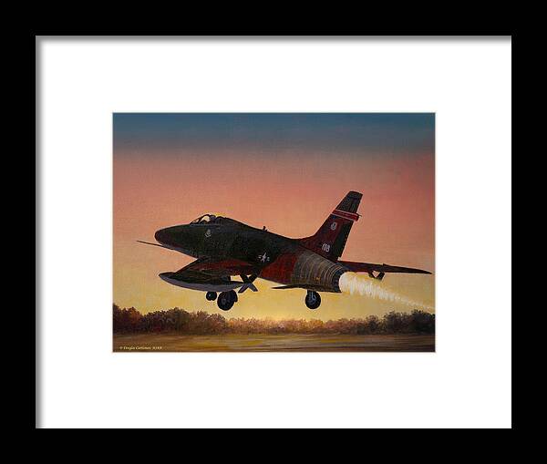 Aviation Framed Print featuring the painting Evening Take Off by Douglas Castleman