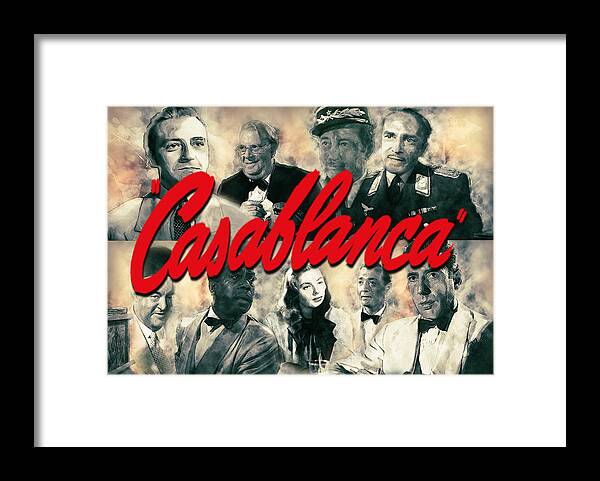 Casablanca Framed Print featuring the mixed media Everybody comes to Ricks Cafe Americain by Pheasant Run Gallery
