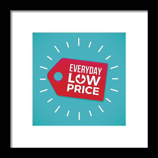 Marketing Framed Print featuring the drawing Everyday Low Price Sale Tag by Filo