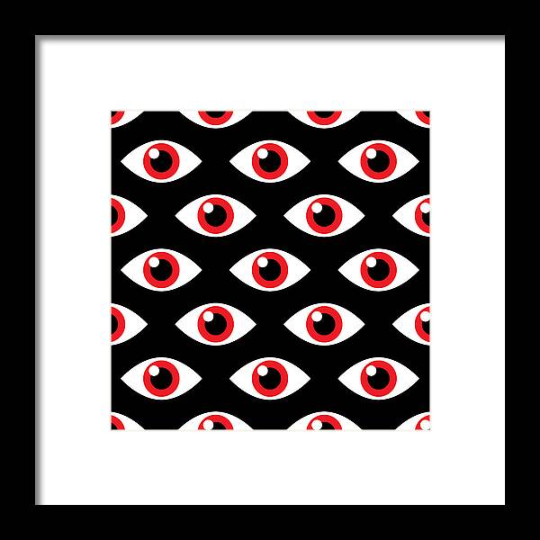 Horror Framed Print featuring the drawing Evil Eye Pattern by JakeOlimb