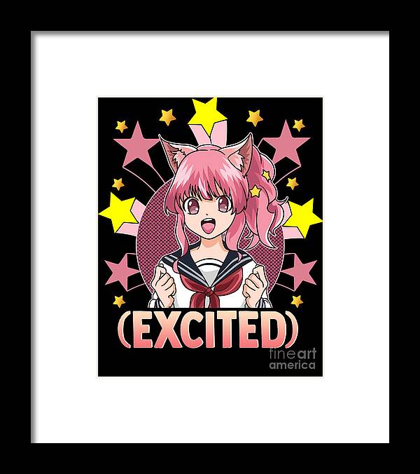 Excited Anime Girl Cute Japanese Kawaii Otaku Face Framed Print by The  Perfect Presents - Pixels