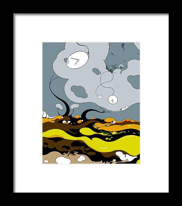 Surrealism Framed Print featuring the drawing Exhausted by Craig Tilley