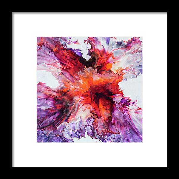 Arcylic Painting Colourful Colour Purple Red Orange Explosion Framed Print featuring the photograph Explosion by Denise LeBleu