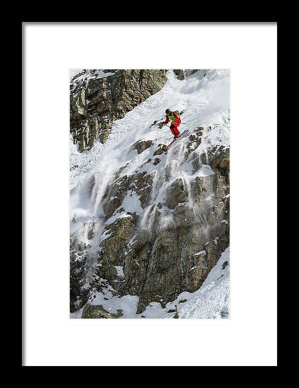Utah Framed Print featuring the photograph Extreme Skiing Competition Skier - Snowbird, Utah by Brett Pelletier