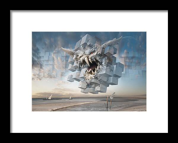 Surreal Framed Print featuring the digital art Eye of the Hurricane or Silence is Deceitful-2 by George Grie