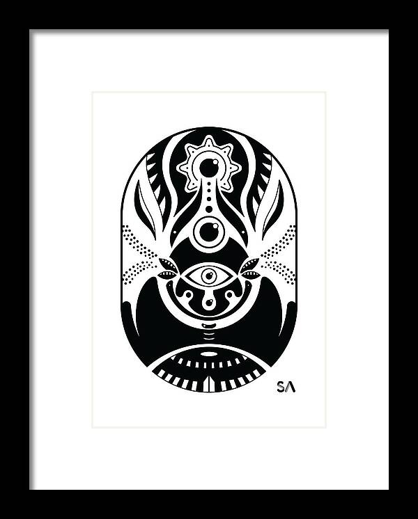 Black And White Framed Print featuring the digital art Eyes by Silvio Ary Cavalcante