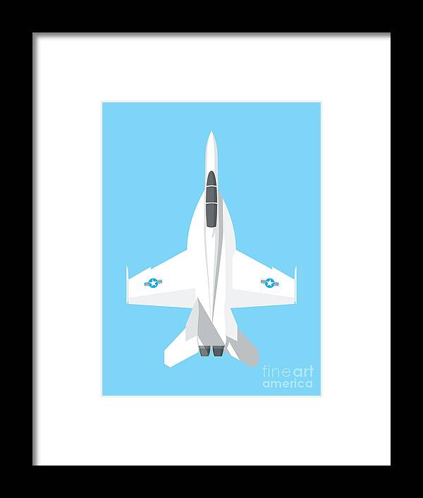 Jet Framed Print featuring the digital art F-18 Super Hornet Jet Fighter Aircraft - Sky by Organic Synthesis
