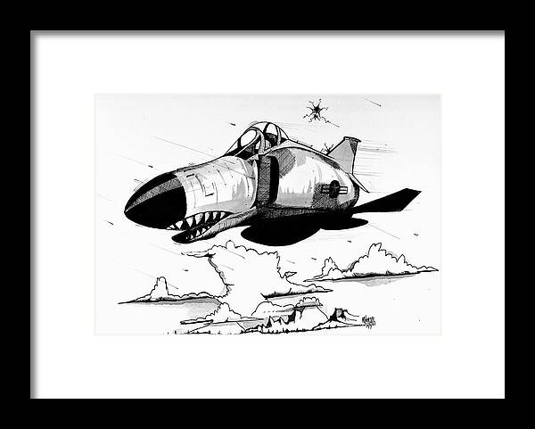 F4 Framed Print featuring the drawing F-4 Phantom by Michael Hopkins