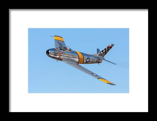 Action Framed Print featuring the photograph F-86 Sabre Flyby by Liza Eckardt