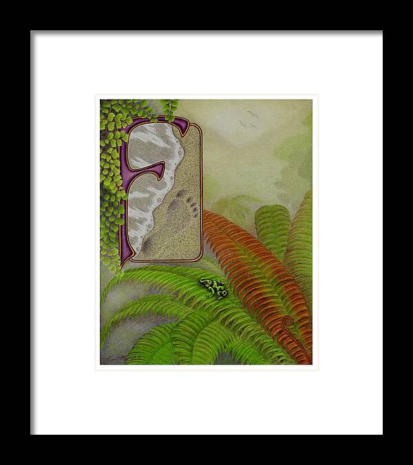 Kim Mcclinton Framed Print featuring the drawing F is for Fern by Kim McClinton