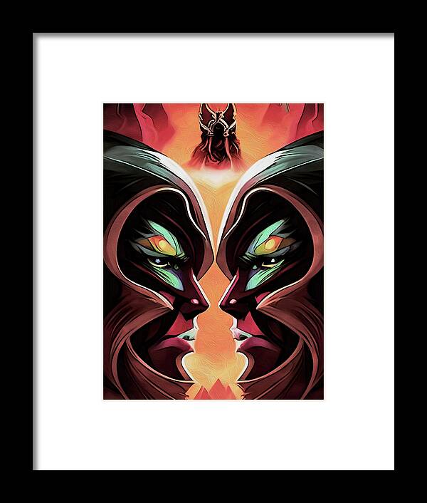  Framed Print featuring the digital art Face Off by Michelle Hoffmann
