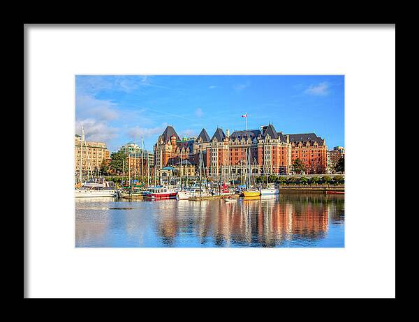 Fairmont Empress Hotel Framed Print featuring the photograph Fairmont Empress Hotel Victoria BC, Canada by Tatiana Travelways