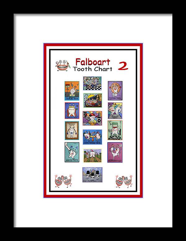 Falboart Tooth Chart 2 Framed Print featuring the painting Falboart Tooth Chart 2 by Anthony Falbo