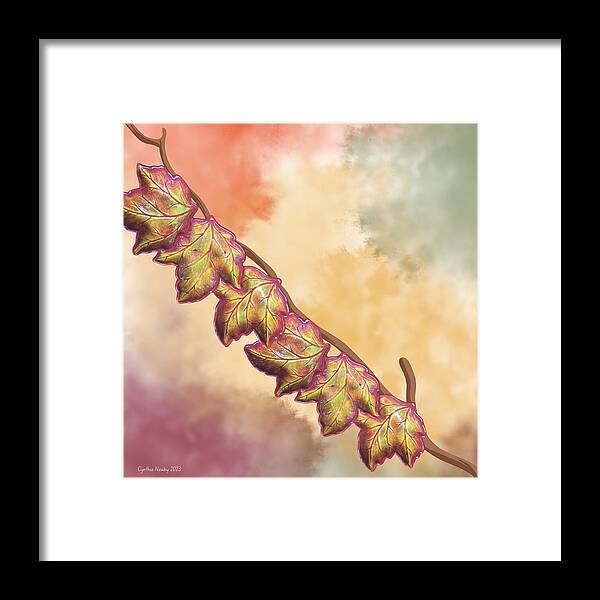 Ai Framed Print featuring the digital art Fall Leaves by Cindy's Creative Corner