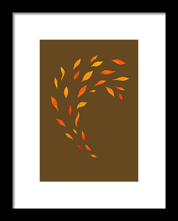 Orange Leaves Framed Print featuring the painting Fall Leaves Organic Splash Watercolor by Irina Sztukowski