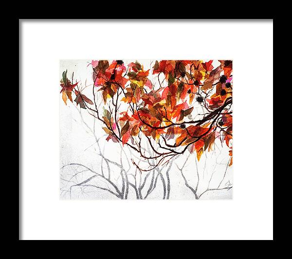 Art - Watercolor Framed Print featuring the painting Fall Leaves - Watercolor Art by Sher Nasser