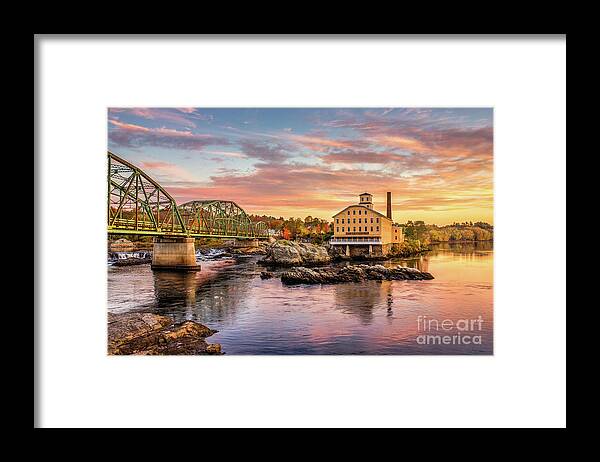 Androscoggin Framed Print featuring the photograph Fall Morning Across from the Bowdoin Mill by Benjamin Williamson