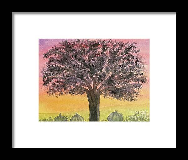 Tree Framed Print featuring the painting Fall Silhouette by Lisa Neuman