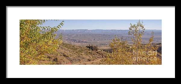 Panoramic Framed Print featuring the photograph Fall views in Jerome Panoramic by Darrell Foster