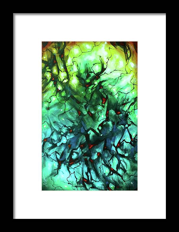 Abstract Framed Print featuring the painting  Falling by Michael Lang