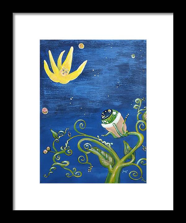 Surreal Framed Print featuring the painting Falling Star and Venus Eyesnap by Vicki Noble