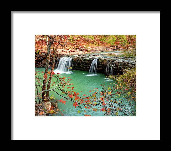 Falling Water Falls Framed Print featuring the photograph Falling Water Creek Falls In The Arkansas Ozark National Forest by Gregory Ballos