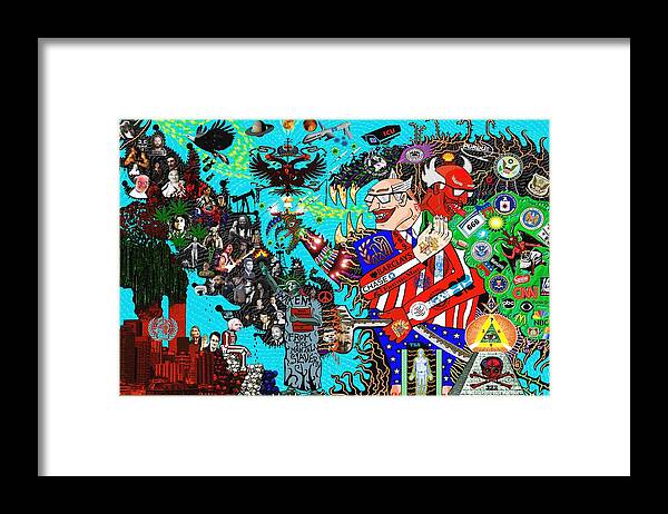 Visionary Art Framed Print featuring the mixed media False Flag Amerikka by Myztico Campo