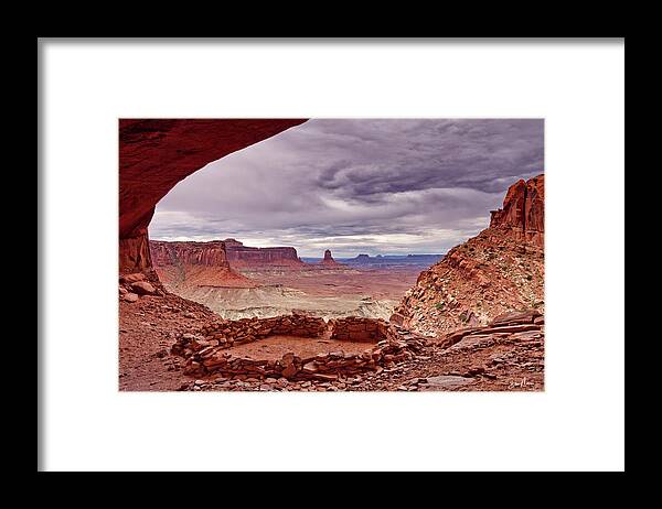 Moab Framed Print featuring the photograph False Kiva Storm Sky by Dan Norris