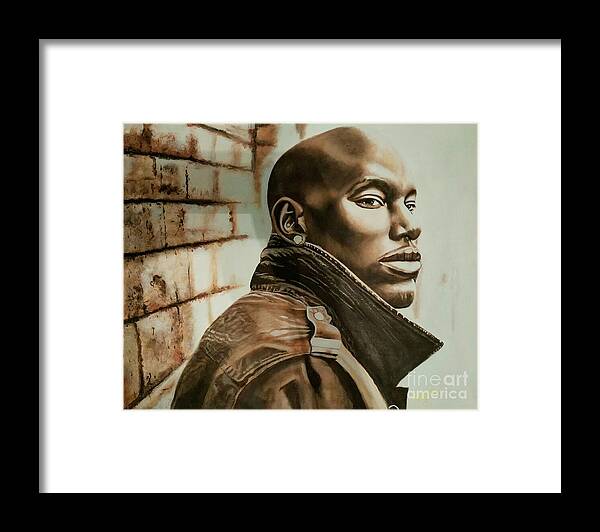Portrait Framed Print featuring the painting Fan Art of Tyrese by Michelle Brantley