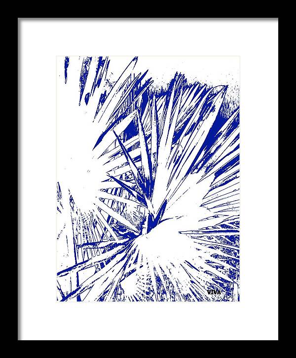 Fan Palms Framed Print featuring the photograph Fan Palms - Blue-white Abstract by VIVA Anderson