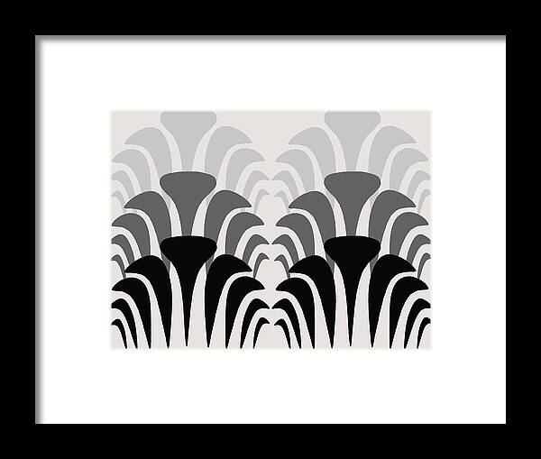Fan Framed Print featuring the digital art Fan Pattern 1 Black to Gray by Sand And Chi