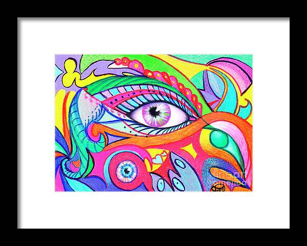 Fan See Eyes Framed Print featuring the drawing Fan See Eyes by Nancy Cupp