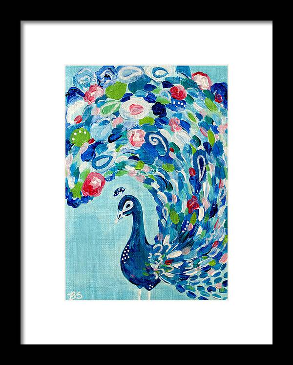 Bird Framed Print featuring the painting Fancy Peacock by Beth Ann Scott