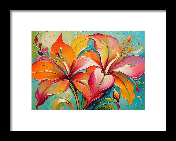 Abstract Framed Print featuring the painting Fantasy Flowers No.2 by My Head Cinema