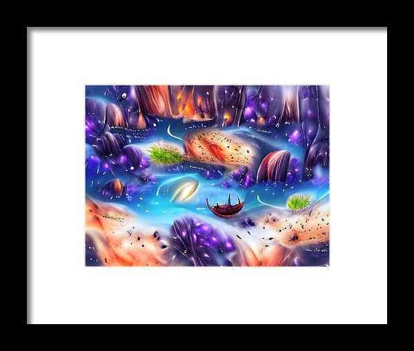 Outer Space Framed Print featuring the photograph Fantasy galaxy space celestial world by Karen Foley