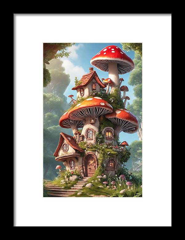 Illustration Framed Print featuring the digital art Fantasy House by Manjik Pictures