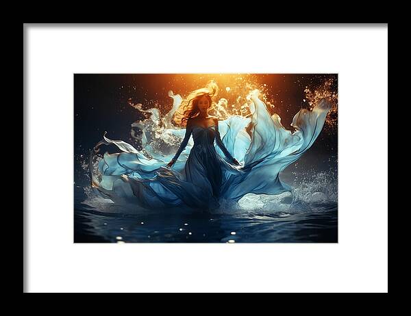 Woman Framed Print featuring the digital art Fantasy Water Nymph by Lilia S