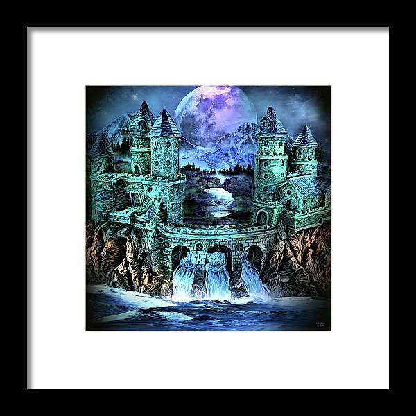 Art Framed Print featuring the digital art Far Away Castle by Artful Oasis