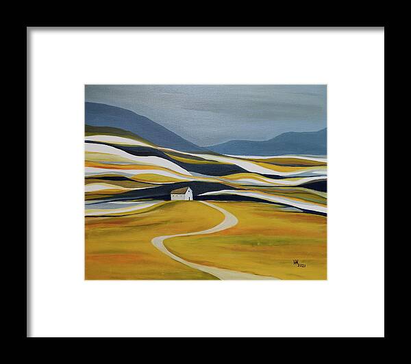 Landscape Framed Print featuring the painting Far Away From the Crowd by Aniko Hencz