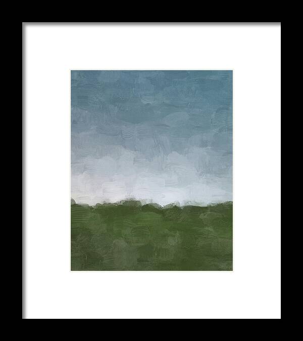 Abstract Framed Print featuring the painting Farm at Dusk by Rachel Elise
