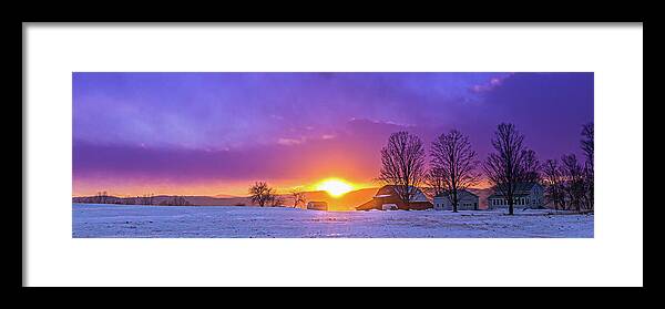 Vermont Framed Print featuring the photograph Farm during January Sunset by Tim Kirchoff